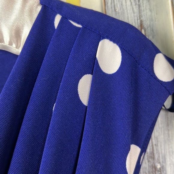 Lauren Ralph Lauren midi dress white, blue polkadot bodycon sleeveless sz. 4 - Picture 8 of 15